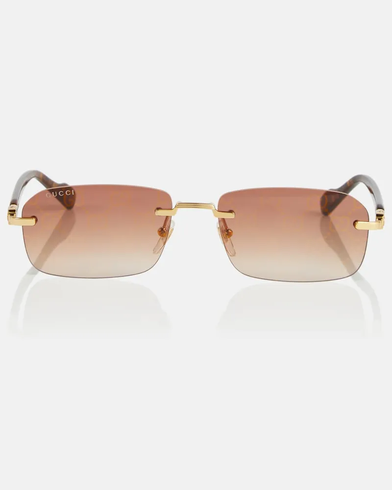 Gucci Occhiali da sole rettangolari GG Marrone