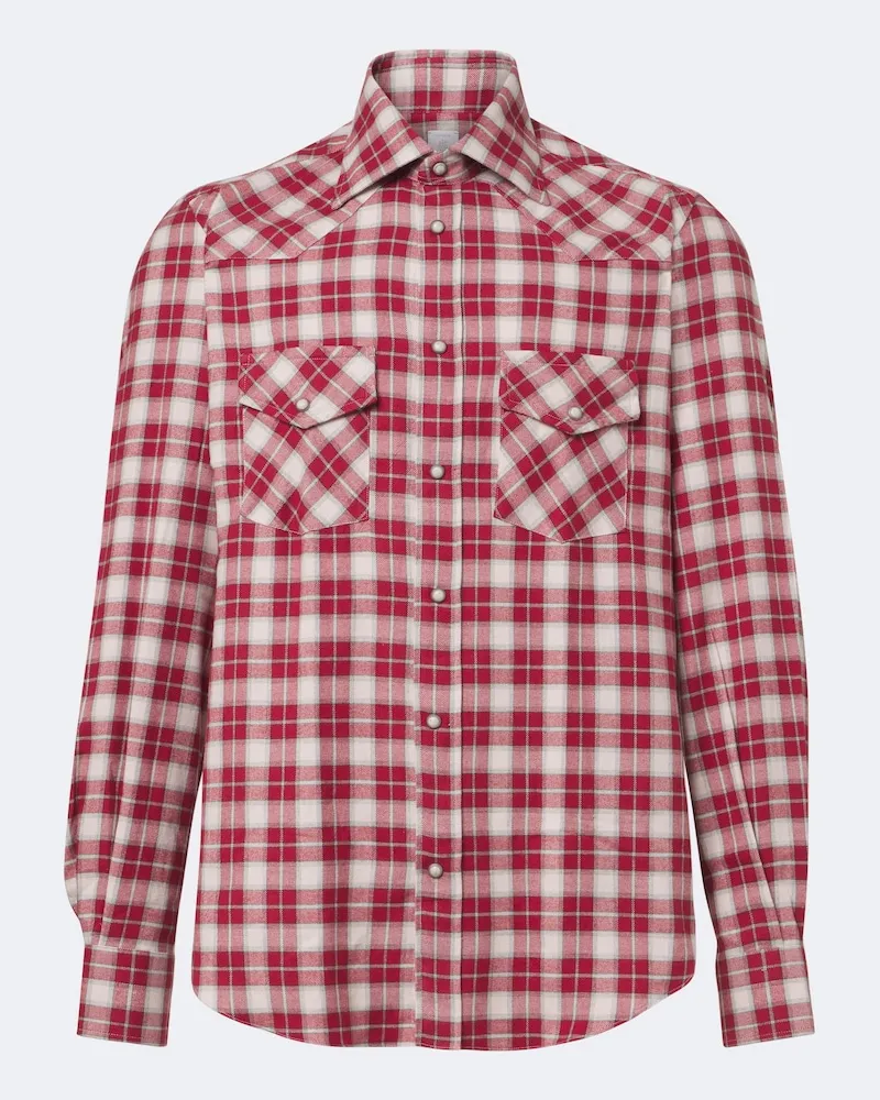 Eleventy Camicia in cotone a quadri Rosso