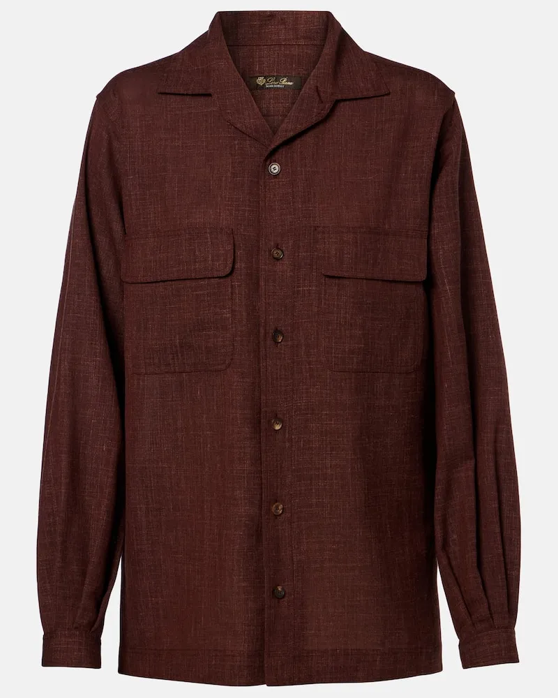 Loro Piana Camicia Ida in lana, seta e lino Borgogna