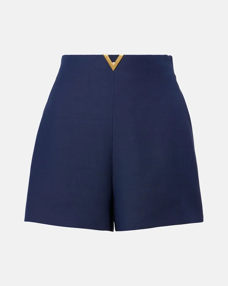 Valentino Garavani Shorts VGold in crÃªpe couture Blu