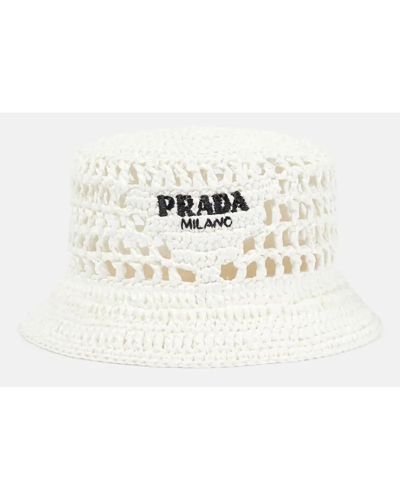Prada Cappello da pescatore effetto rafia Bianco