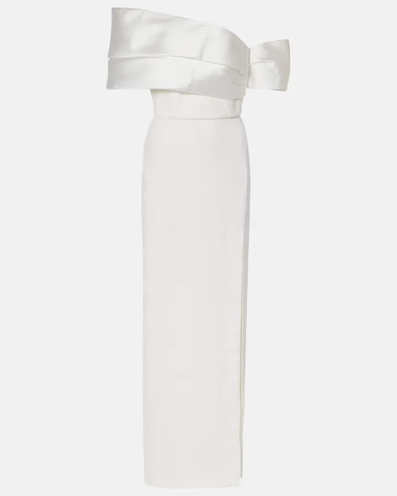 Solace London Abito lungo Alexis in twill e crÃªpe Bianco