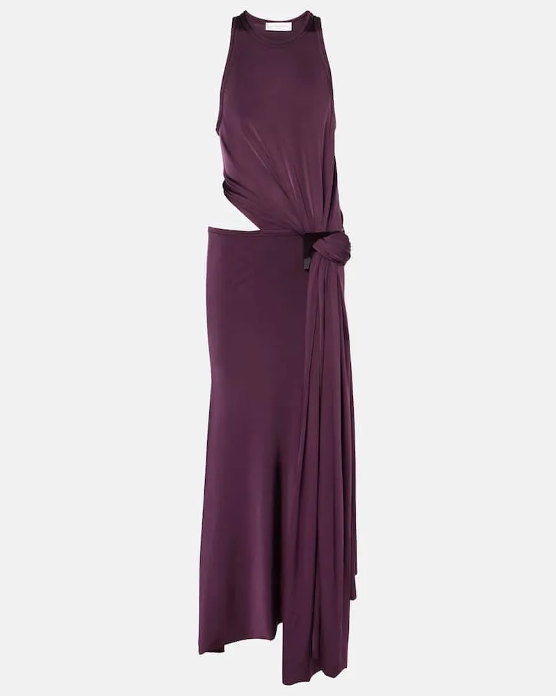 Victoria Beckham Abito asimmetrico in jersey con cut-out Viola