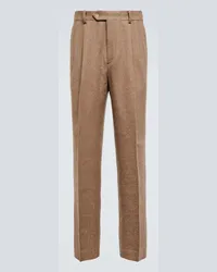 AURALEE Pantaloni regular in lana e cashmere Marrone