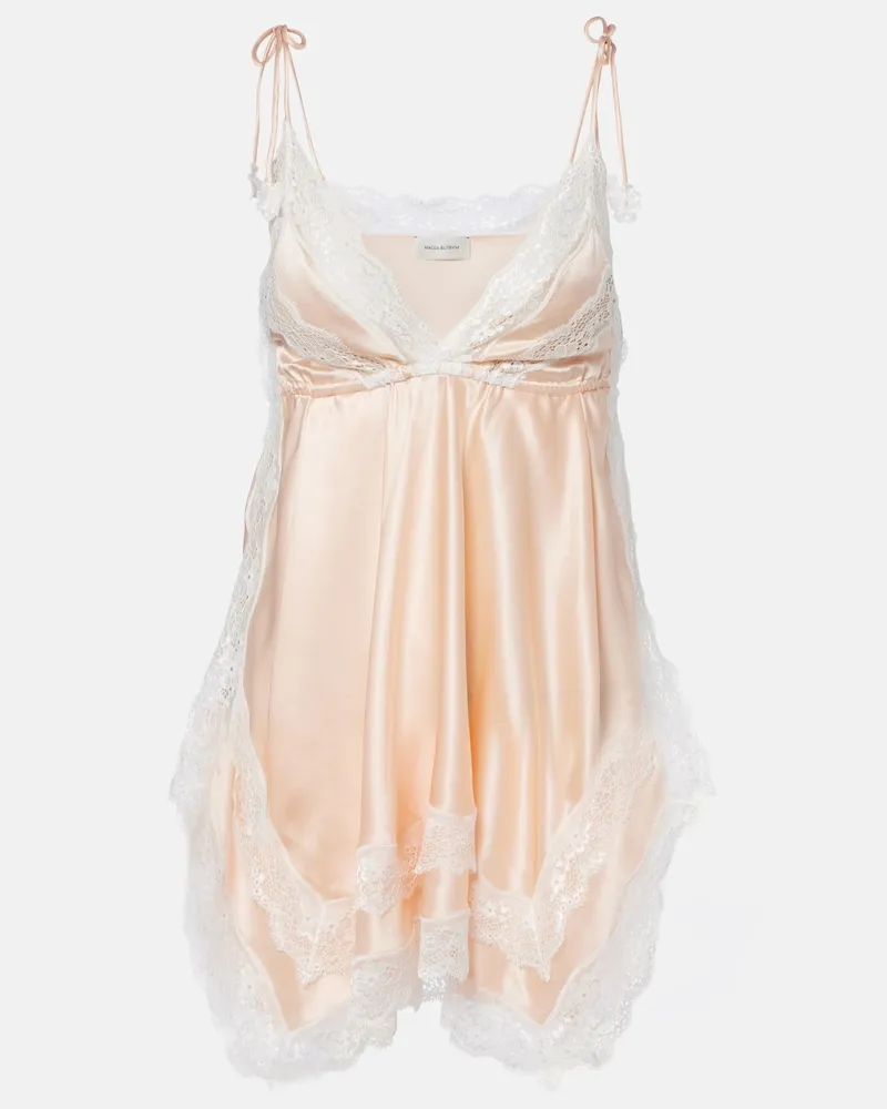 Magda Butrym Camisole in raso di seta con pizzo Arancione