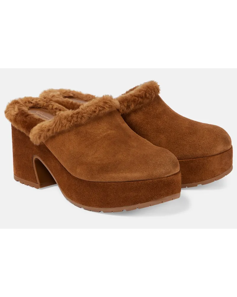 Gianvito Rossi Mules Lyss 55 in suede con plateau Marrone