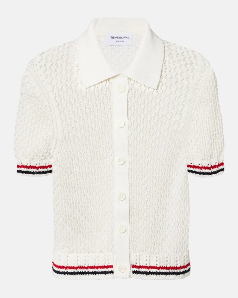 Thom Browne Top Pointelle in cotone Bianco
