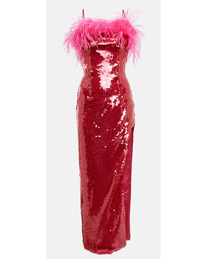 Giuseppe di Morabito Abito lungo con paillettes e piume Rosa