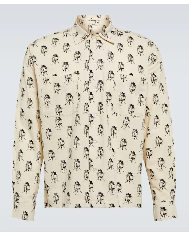 BODE Camicia Jumping Jockey in cotone con stampa Bianco