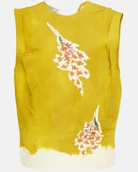 Prada Top in raso con stampa Giallo