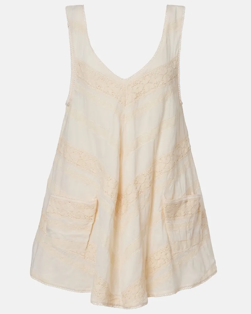 Juliet Dunn Abito corto in cotone con crochet Giallo