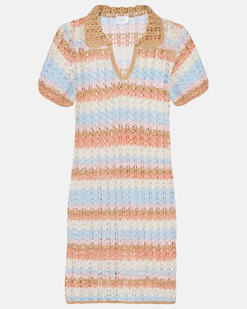 Anna Kosturova Abito polo in cotone crochet a righe Multicolore