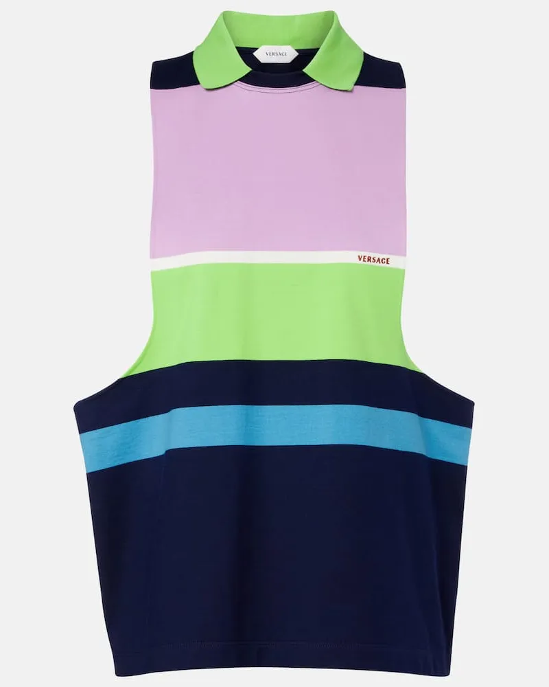 Versace Tank top in jersey di cotone a righe Multicolore