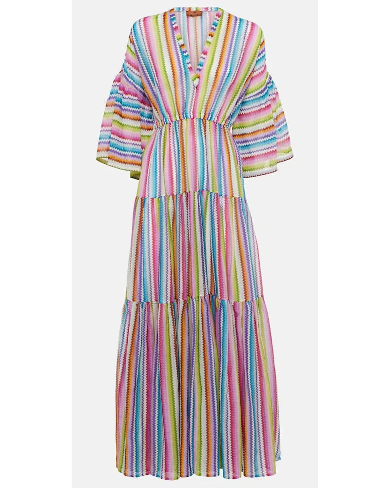 Missoni Abito lungo in cotone e seta a zig-zag Multicolore