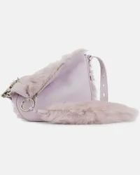 Burberry Borsa Knight Small in pelle e shearling Viola