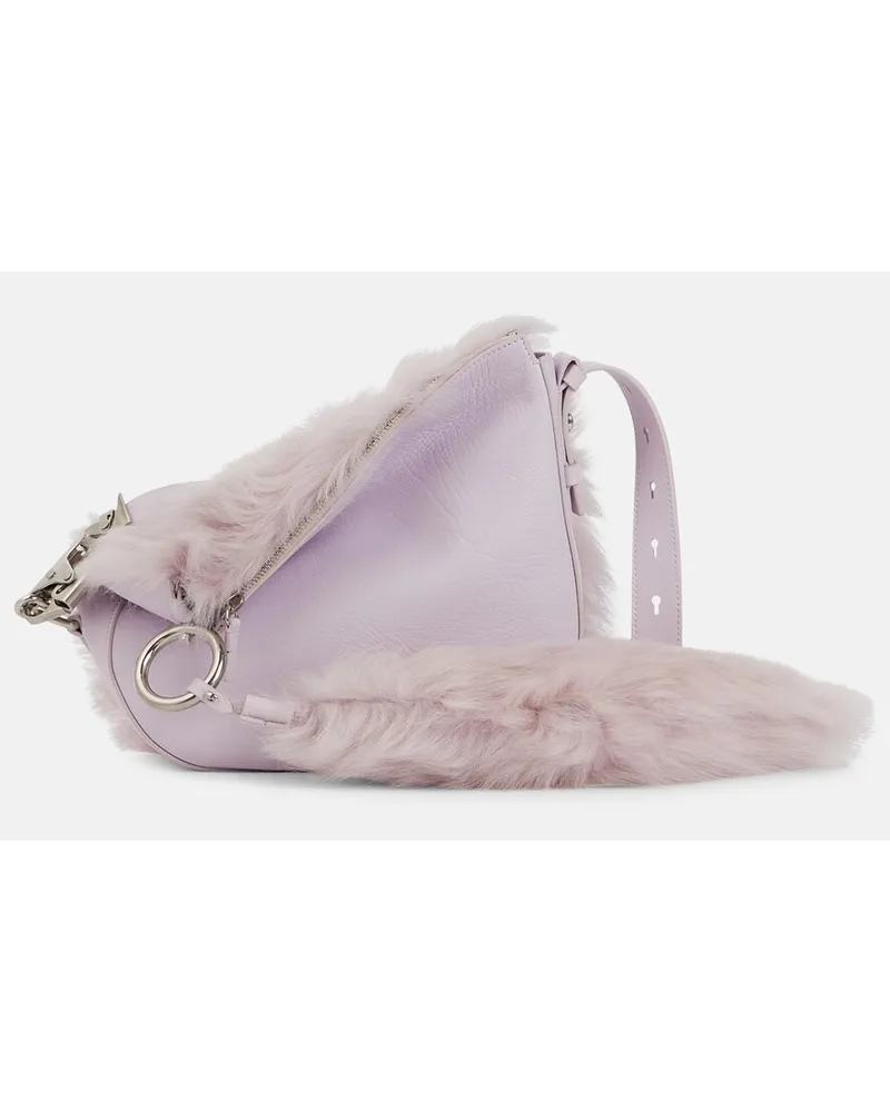 Burberry Borsa Knight Small in pelle e shearling Viola