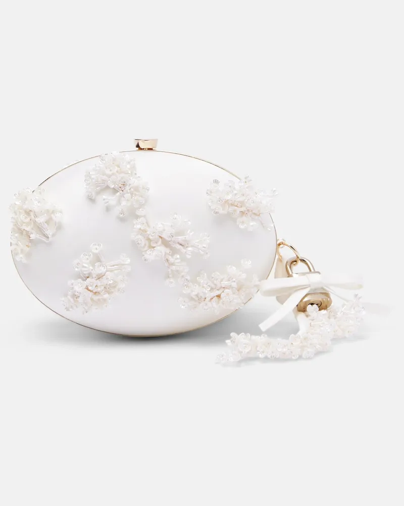 Self-Portrait Clutch Oval Small in raso Bianco