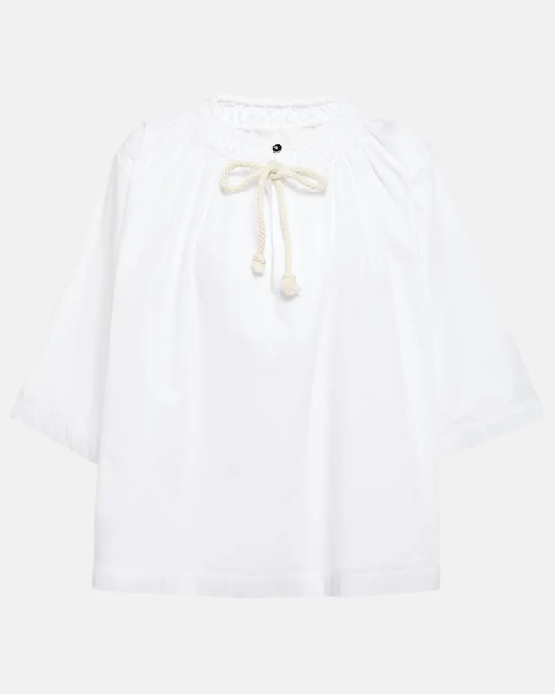 Jil Sander Top in cotone con pieghe Bianco