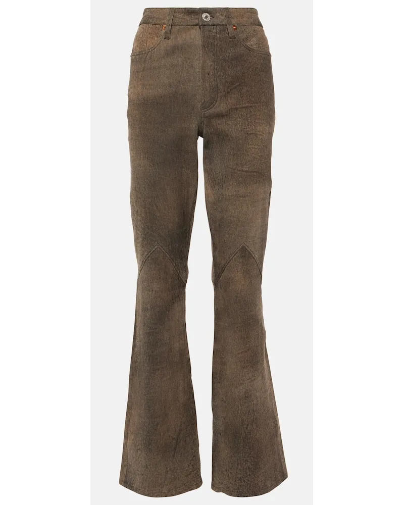 RE/DONE Jeans bootcut in pelle a vita alta Grigio