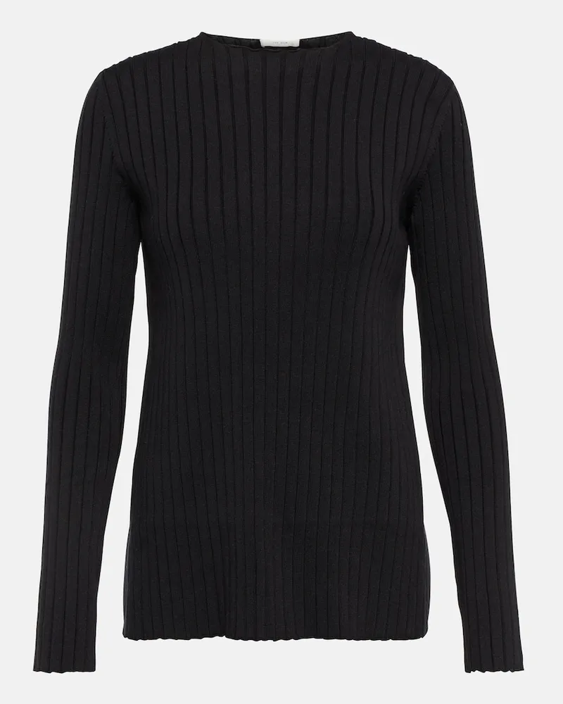 The Row Top Ash in maglia di seta a coste Nero