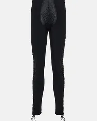 Jean Paul Gaultier x Lotta Volkova - Leggings in raso e mesh Nero