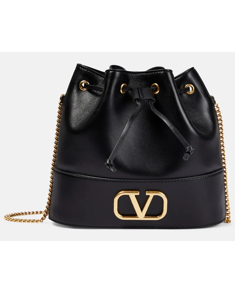 Valentino Garavani Secchiello VLogo Small in pelle Nero