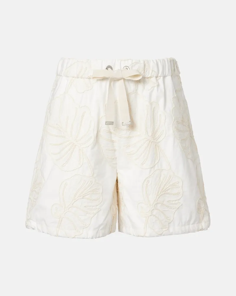 Moncler Shorts in cotone con ricamo Bianco