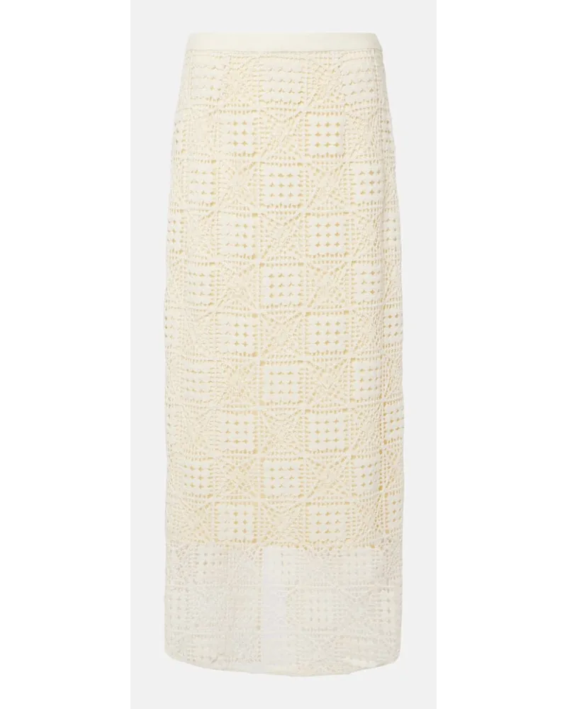 SIR Gonna lunga Rayure in crochet di cotone Bianco