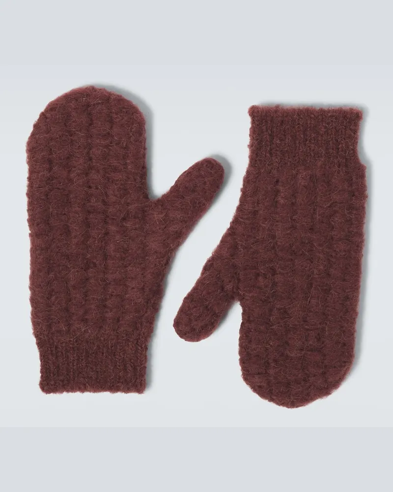 Jil Sander Muffole in maglia di misto lana Marrone