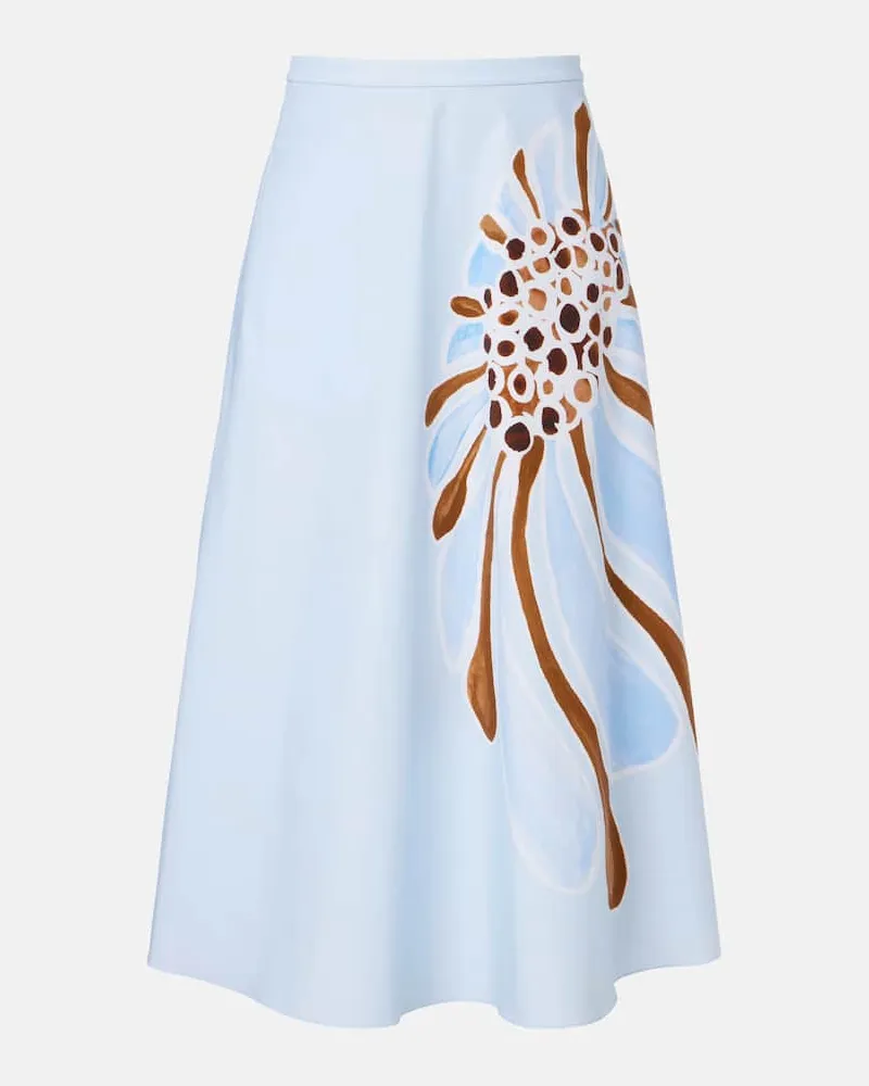 Dorothee Schumacher Gonna midi in misto cotone con stampa Blu