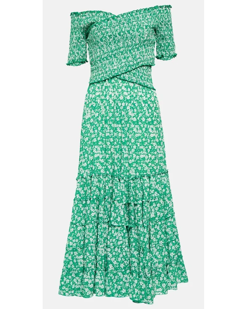 Poupette St Barth Abito midi Soledad con stampa Blu