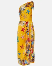 Dolce & Gabbana Abito midi Capri in misto seta Multicolore