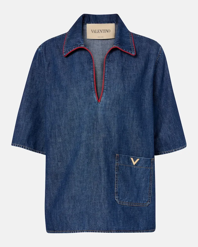 Valentino Garavani Top di jeans VGold Blu