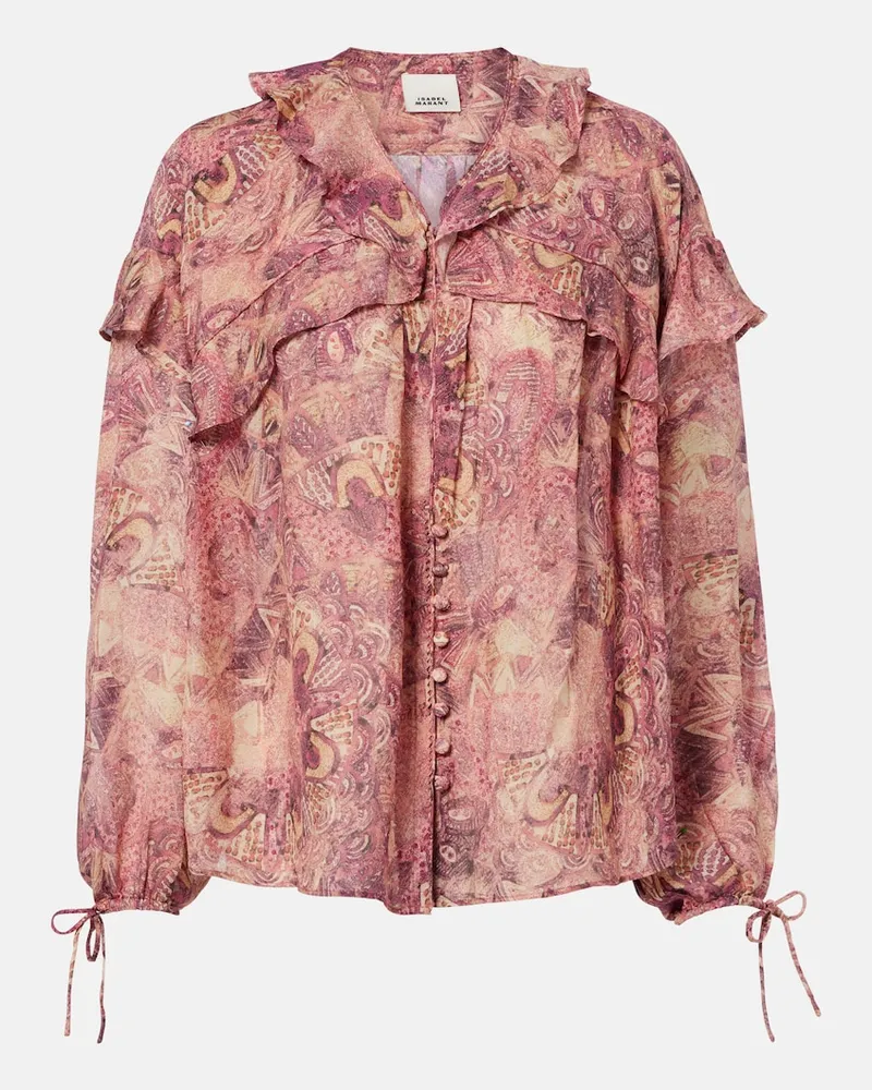 Isabel Marant Blusa Charis in seta con stampa Rosa