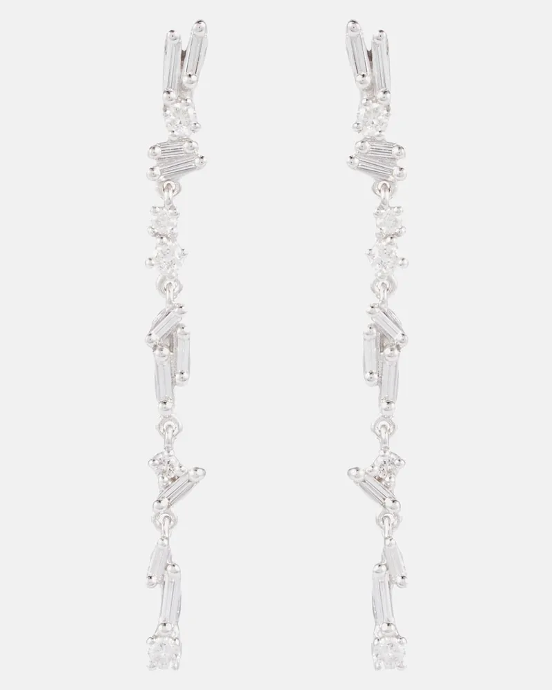 Suzanne Kalan Orecchini pendenti Classic in oro bianco 18kt con diamanti Argento