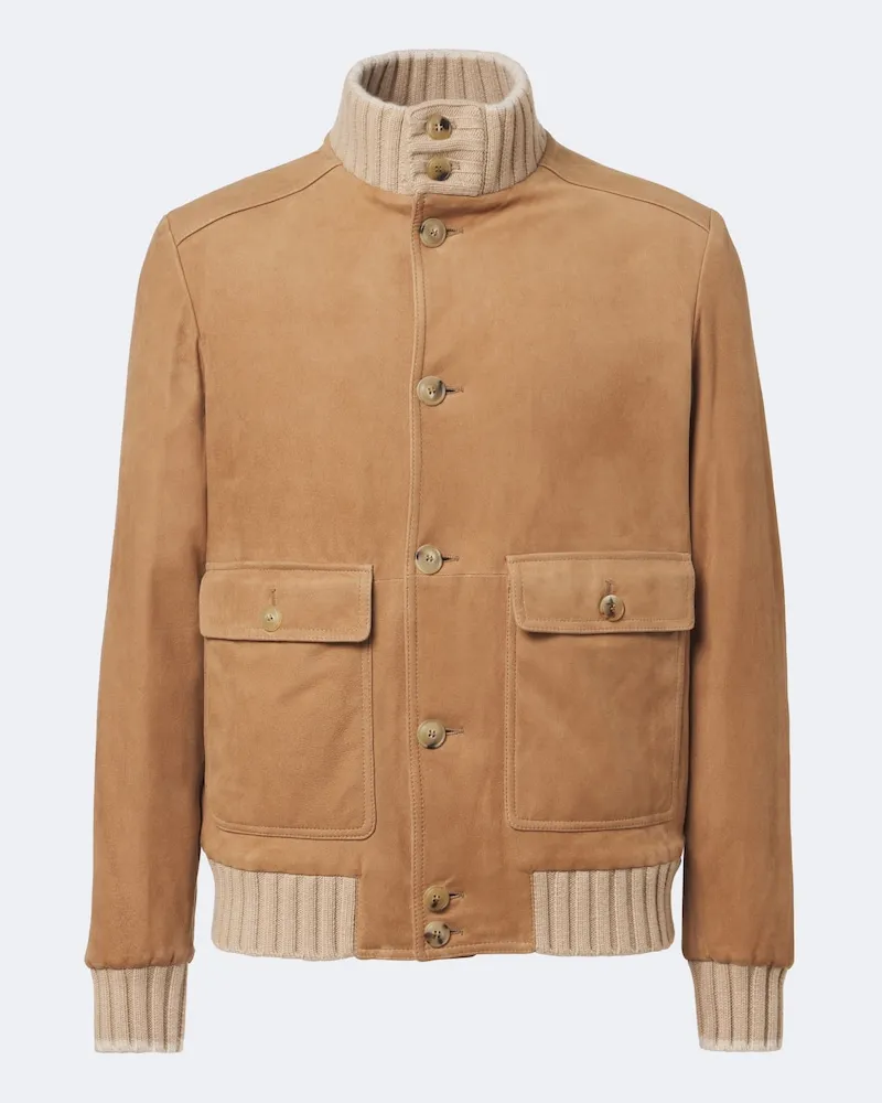 Fedeli Giacca in suede con cashmere Beige