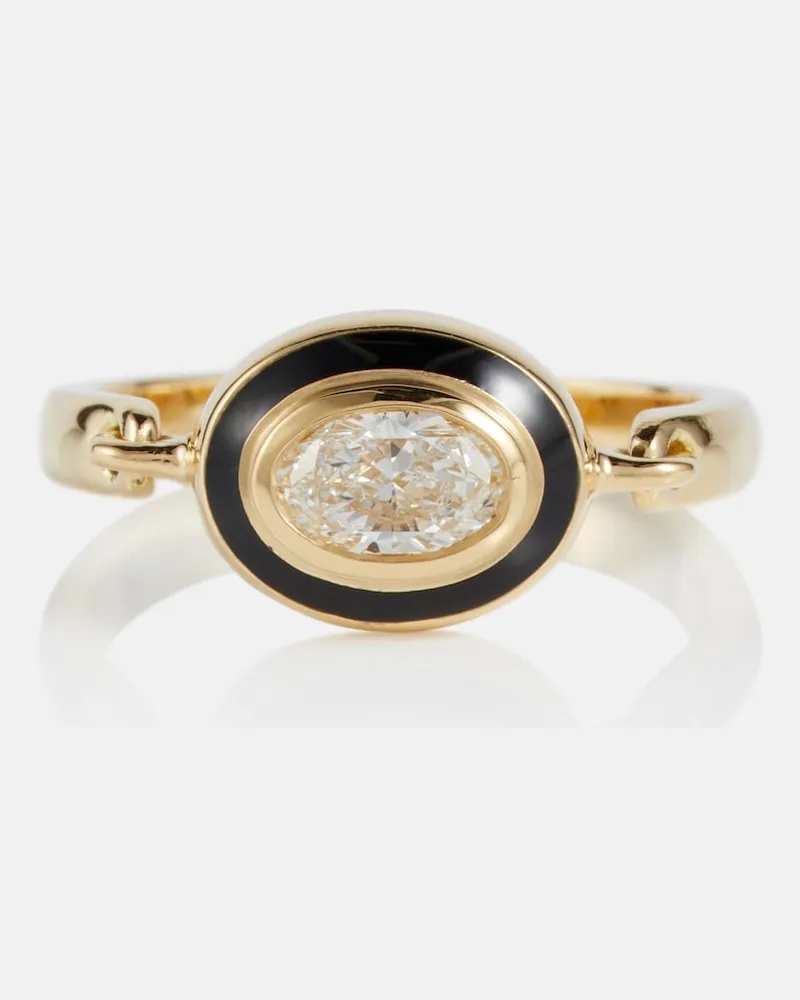 Melissa Kaye Anello Lenox Reign in oro 18kt e smalto con diamanti Oro