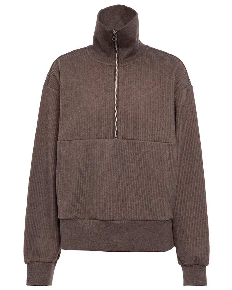 Varley Felpa Cyrus in misto cotone con zip Marrone