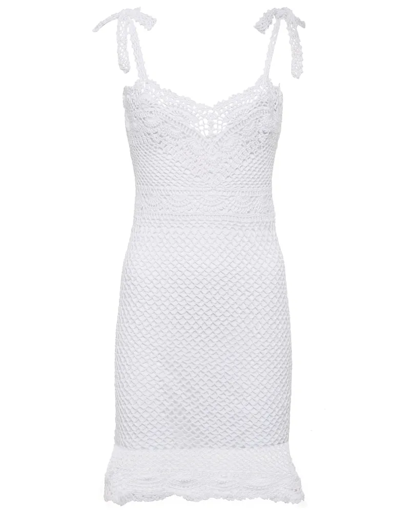Anna Kosturova Miniabito Elizabeth in crochet di cotone Bianco