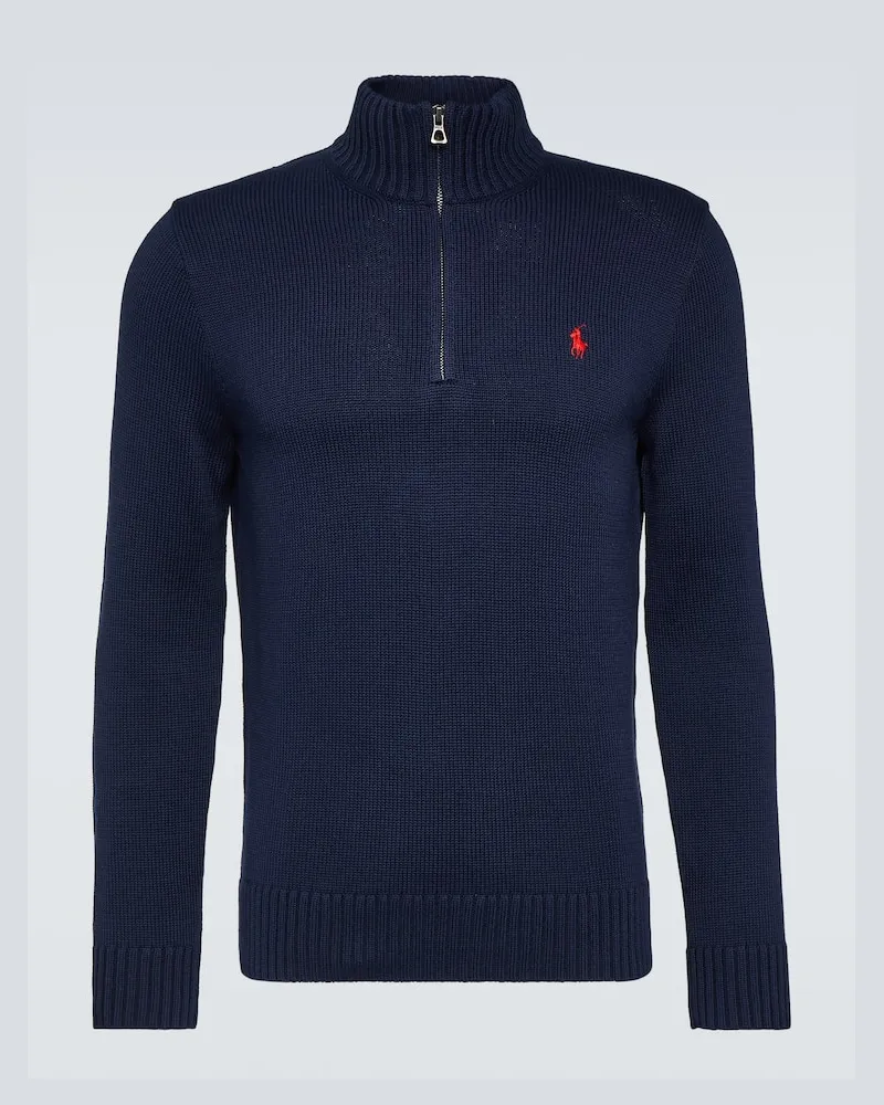 Ralph Lauren Pullover in cotone con zip Blu