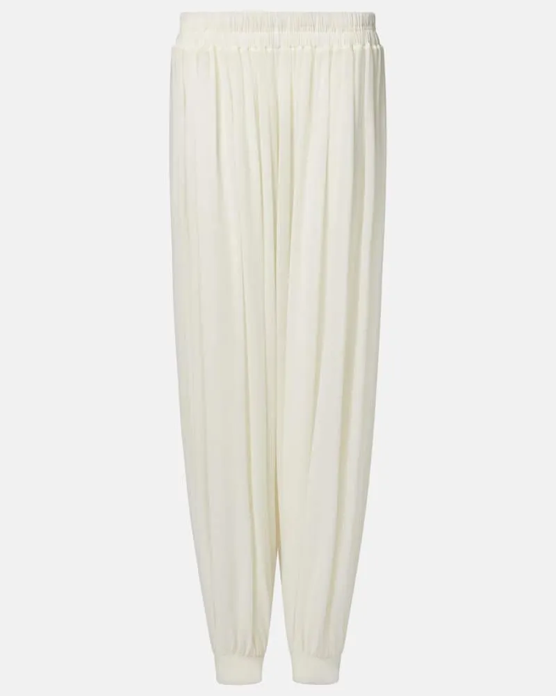 Alaïa AlaÃ¯a Pantaloni in misto seta a gamba larga Bianco