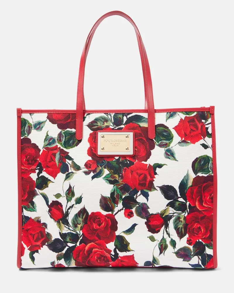 Dolce & Gabbana Shopper Large in canvas con pelle Multicolore