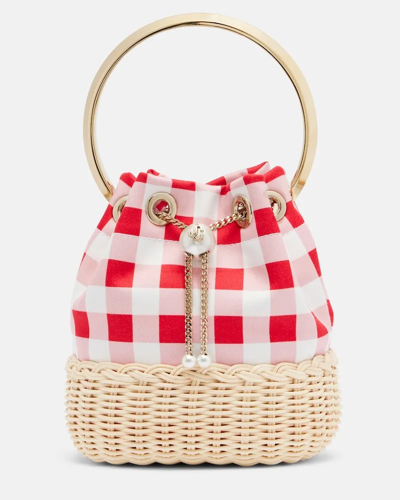 Jimmy Choo Borsa a secchiello Bon Bon Small a quadri Rosa
