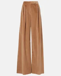 Max Mara Pantaloni Gilly a gamba larga in cotone Marrone