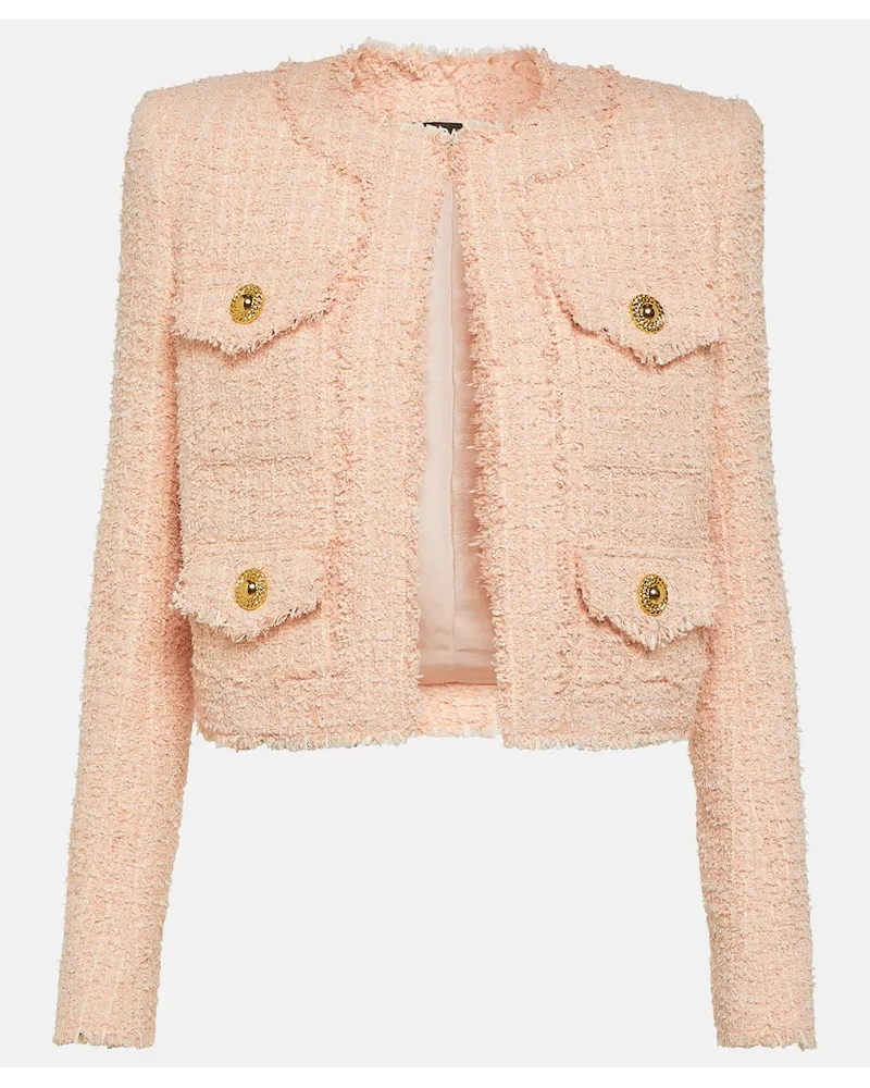 Balmain Giacca cropped in tweed Rosa
