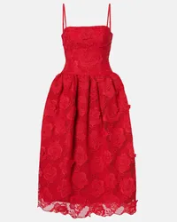 Self-Portrait Abito bustier midi in pizzo Rosso