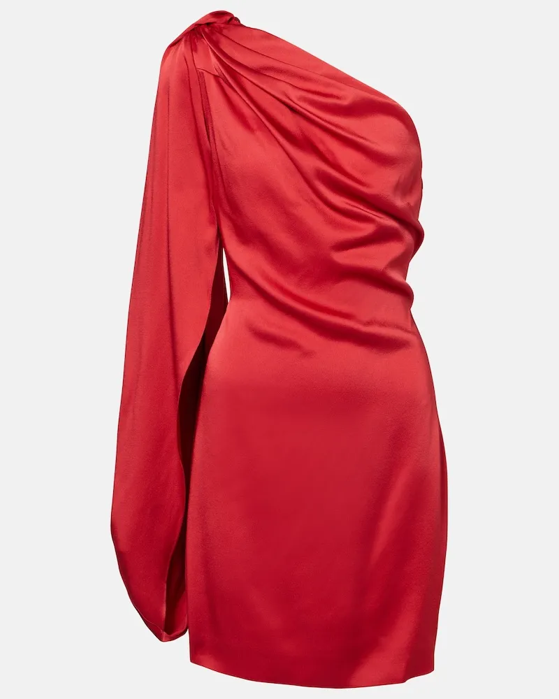 Stella McCartney Abito corto in satin monospalla Rosso