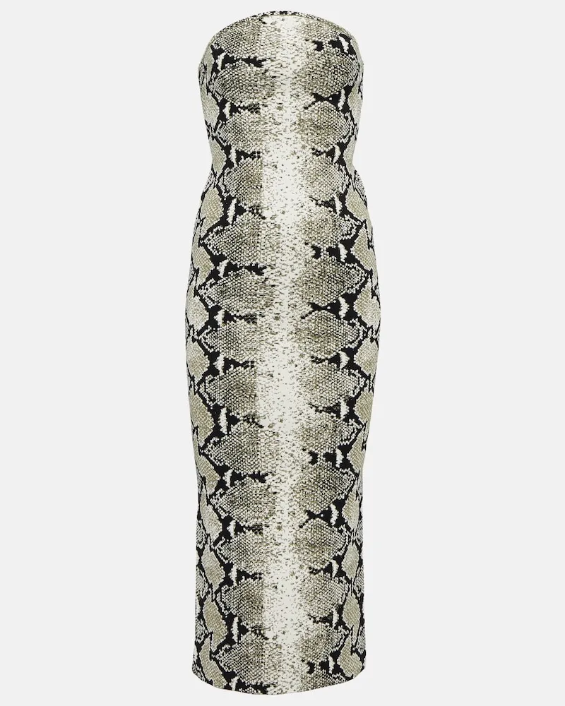 KHAITE Abito midi con stampa serpente Multicolore