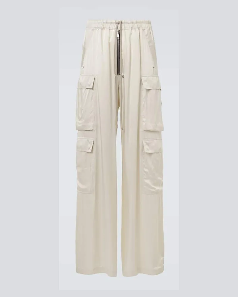 Rick Owens Pantaloni Cargobelas in charmeuse Bianco