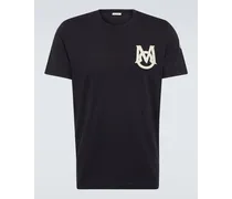 Moncler T-shirt in jersey di cotone con logo Blu